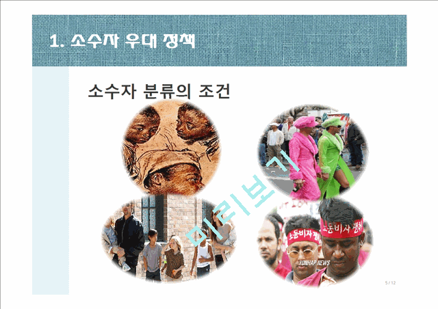 [3000원] 소수자 우대 정책,소수집단 우대정책,의무주의와 소수자 우대 정책 반대,소수자 우대 정책의 사례,사회적 약자란.pptx